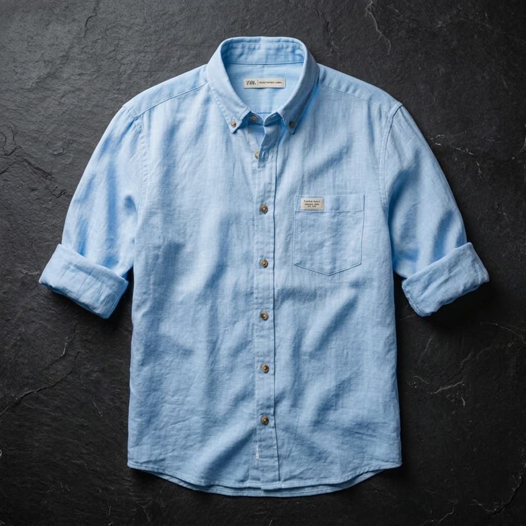 Pure French Linen Relaxed Shirt - Light Sky Blue - LIGHT SKY BLUE