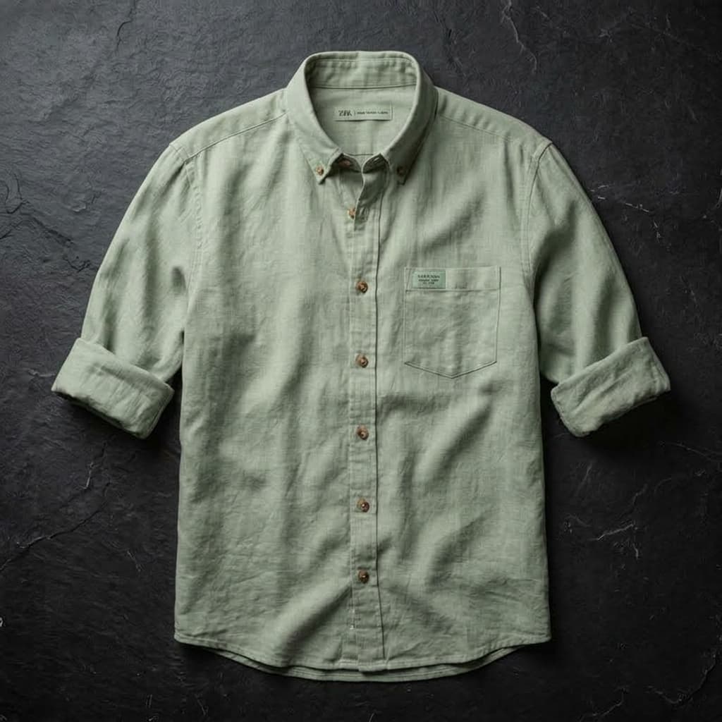 Pure French Linen Relaxed Shirt - Sage Green - SAGE GREEN